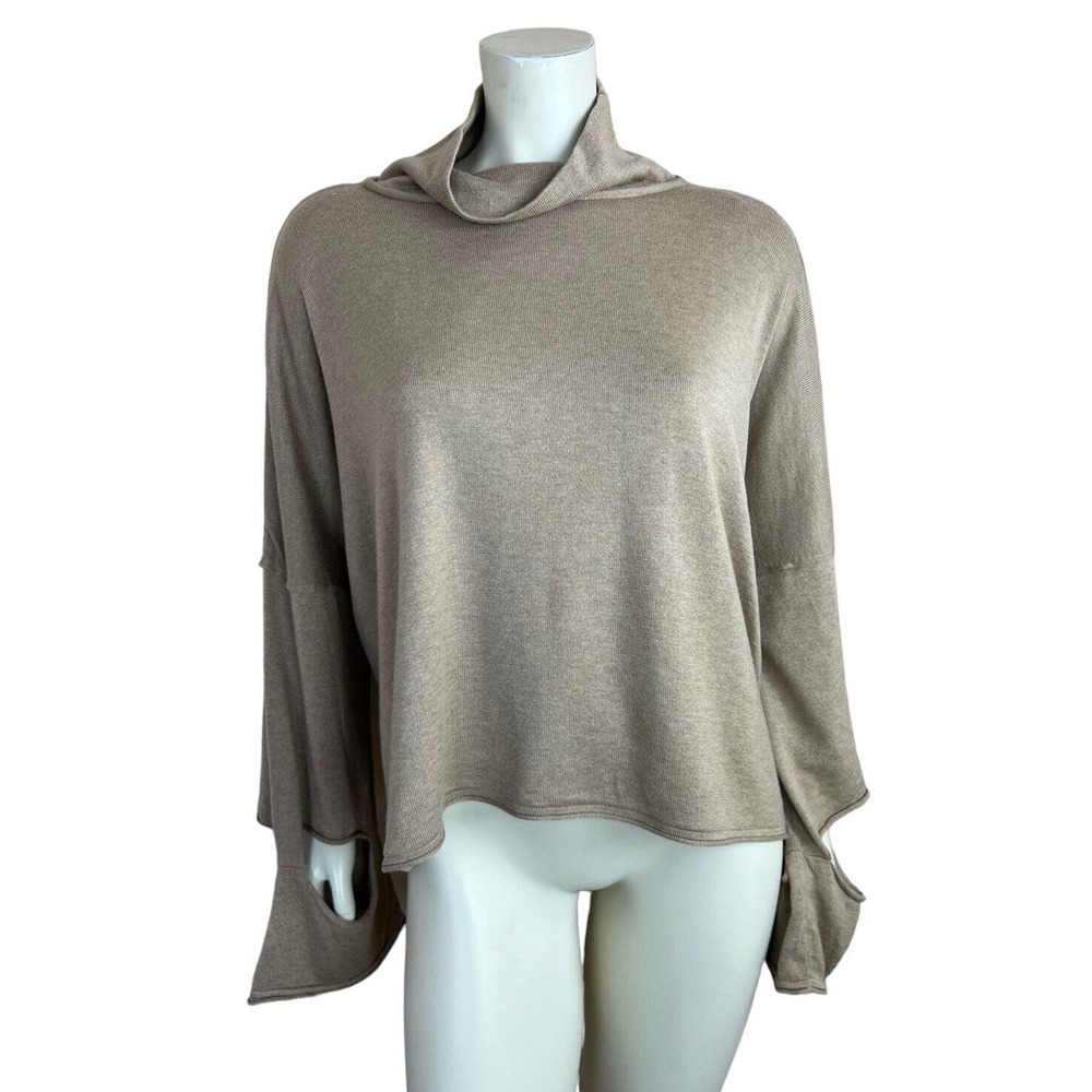 Planet Lauren G Cut Out Sleeve Sweater One Size Knit Top Lagenlook Pima Cotton